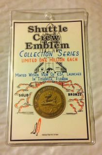 SPACE SHUTTLE DISCOVERY CREW EMBLEM SOLID BRONZE COLLECTORS COIN