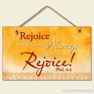 New REJOICE IN THE LORD Religious Christian Inspirational Plaque Wall