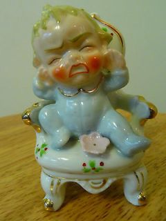 VINTAGE & RARE COLLECTIBLE CRYING BABY IN BIG CHAIR  STAMPED JAPAN