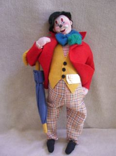 LARGE CLUMPE CLOWN DOLL WITH 2 LABELS MADE IN SPAIN 1950S