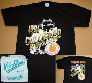 vtg COLORADO buffaloes 1991 orange BOWL shirt ND champs