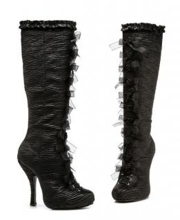 Feminine Victorian Black Satin Lace Boots 4 Heel Sizes 6 10 Very