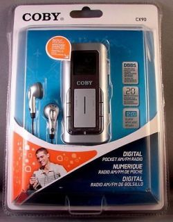Coby CX 90 Silver Digital Portable Pocket AM/FM Radio with Earphone
