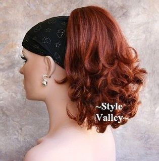 Copper Red Ponytail Hairpiece Extension Clip in/on Hair Piece curly