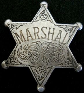 Marshal obsolete lawman western silver badge #BW45