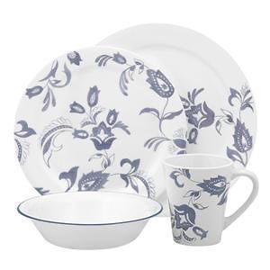 16pc Corelle PROVENCAL Dinnerware Set/ BLUE French Floral /Plates