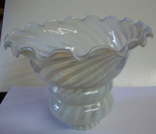 Glass lamp shade nailsea white opalescent ruffle top