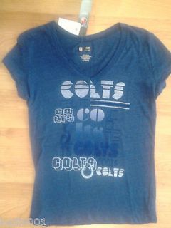 Womens Indianapolis Colts XL Blue vneck Graphic Tee Top NWT Tshirt