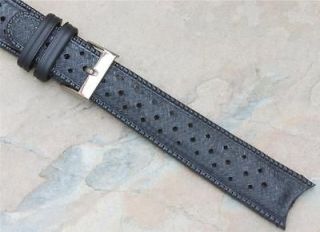 Black rubber vintage dive watch band 18mm Tropic strap type curved