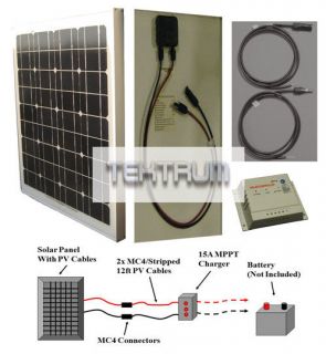 40W 40 WATT 12V SOLAR PANEL+ MPPT CHARGER+ PV CABLE KIT