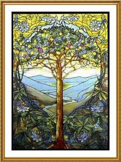 Louis Comfort Tiffany Tree of Life from Stained Glass Counted Cross