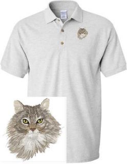 MAINE COON CAT HEAD DOG & CAT SPORTS GOLF EMBROIDERED EMBROIDERY POLO