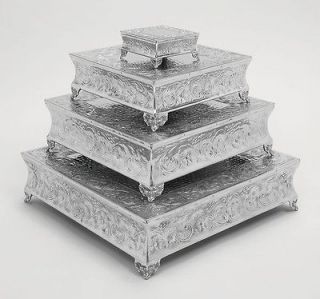 New Set/ 4 Tuscany Square Wedding Cake stand Plates