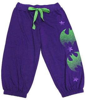 DC COMICS Juniors Purple/Green BATMAN Lounge Pants Sweatpant Capris