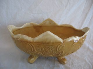 Vintage Cookson Footed Gold/Brown Drip Footed Planter   CP 92 USA