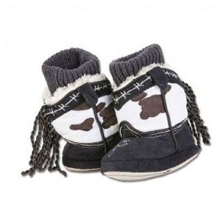 TAGS CK22A Cowboy Kicker Cow Print with Fringe Slippers   Adult Sizes