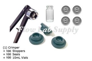 Complete Vial Package   (1) Crimper, 100 Vials + Stoppers + Seals