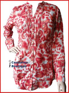 New Boden size 8  18 Red White Black Floral Tunic Dress Top Shirt