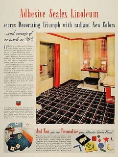 1937 Ad Congoleum Nair n Adhesive Sealex Linoleum Floors   ORIGINAL