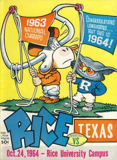 1964 Rice Owls v Texas Longhorns Program Chase