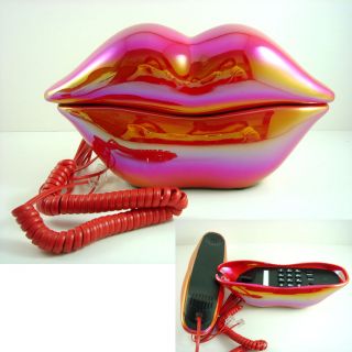 Vivid Stylish Red Lip Kiss Shaped Telephone Phone Home Desk Glossy NEW