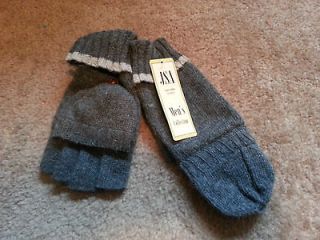 JSA mens mittens convert to half gloves wool one size fits all