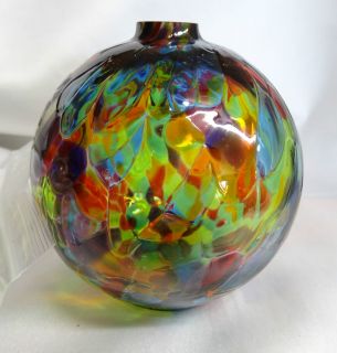 Glass Eye Studio Handcrafted Rainbow Round Oil Lamp Vase 638 New 2012