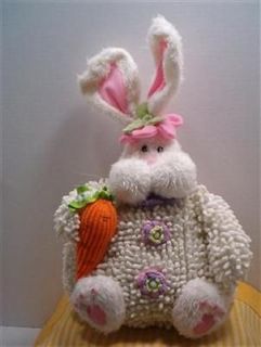 Spring Easter Bunny Chenille Soft White & Colors Posable/Wired Ears