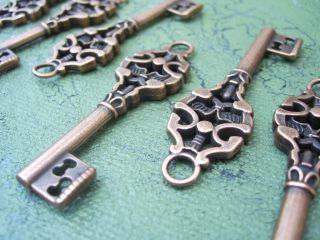 50 copper skeleton keys steampunk vintage style wholesale wedding
