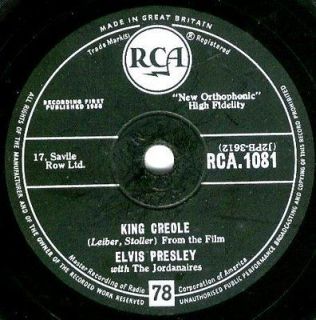 CLASSIC ELVIS PRESLEY 78rpm KING CREOLE / DIXIELAND ROCK UK RCA 1081
