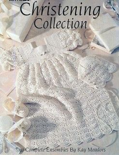 Crochet PATTERNS 2 Christening Gowns Bonnets Booties Pineapple Long