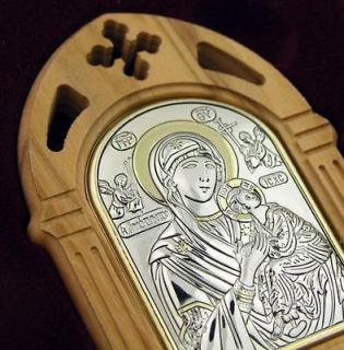 icon 950 Madonna & Child Christ Virgin Olive Wood stand cross gift