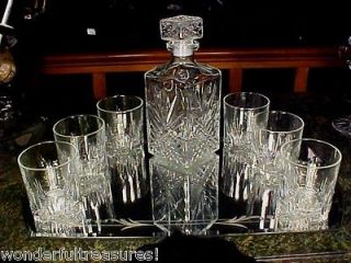Glass Whiskey Whisky Decanter Set Tumblers Glasses ITALY UNUSUAL SHAPE