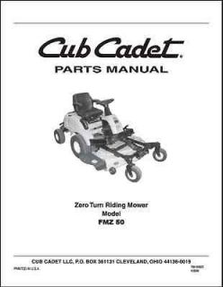 Cub Cadet ZeroTurn Lawn Mower Model FMZ 50 Parts Manual