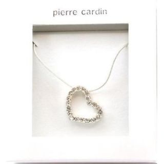 Pierre Cardin Silver Plate Heart Cz Pendant on Chain Valentines Day