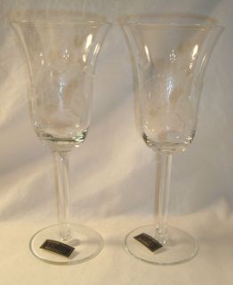 Toscany TOY10 Crystal Butterfly & Flowers Etched Wine Glass Stem