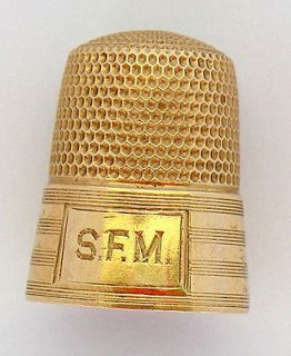 Sewing Thimble 14K Solid Gold Ladys Vintage Size 9, 1930s 4.8g