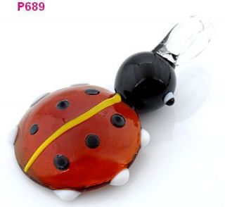 Newly listed 1pc Candy color Six feet lovely Ladybug Lampwork Murano