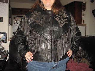 WOMENS HARLEY LEATHER FRINGED JACKET XL PRE OWNED VERY NICE