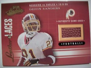 2001 PLAYOFF ABSOLUTE LEATHER AND LACES DEION SANDERS, REDSKINS