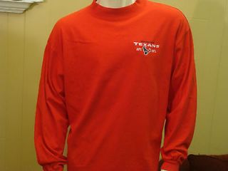 Houston Texans Mock Collar NFL Team Apparel Long Sleeve Red Shirt Size