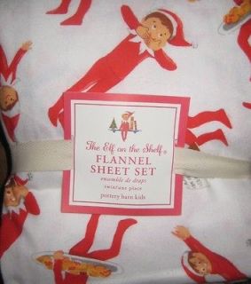 POTTERY BARN KIDS Elf on the Shelf Christmas QUEEN Flannel Sheet Set