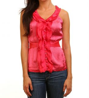 Trendy Women Blouse Top in Pink Evening or Office Work Attire Shirt