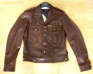 Dsquared Civil War Horsehide Cordovan Leather Military Jacket 50