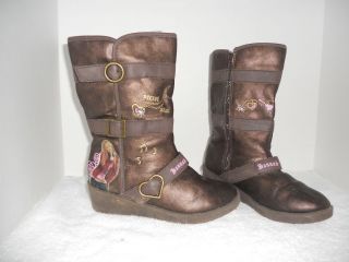 Hannah Montana Bronze Boots w/pink accents & side zipper Size 3