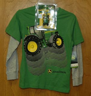 NEW John Deere Boys Green Tractor Shadow Layered L/S T Shirt 4, 5/6, 7