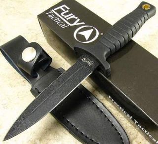 Practical Black Rubberized Handle Fixed Blade Boot Dagger Knife