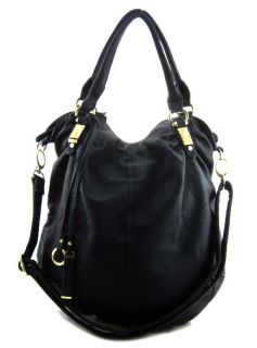 Designer Inspired 2 Way Oversized Fx Leather Hobo Purse Handbag Navy