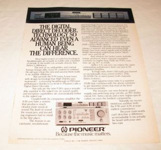 Vintage Pioneer F 90 Digital Decorder PRINT AD 1983