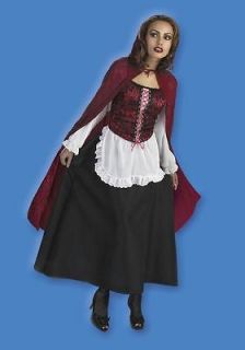 ADULT LITTLE RED RIDING HOOD DRESS HOODED CAPE COSTUME DG171 NEW